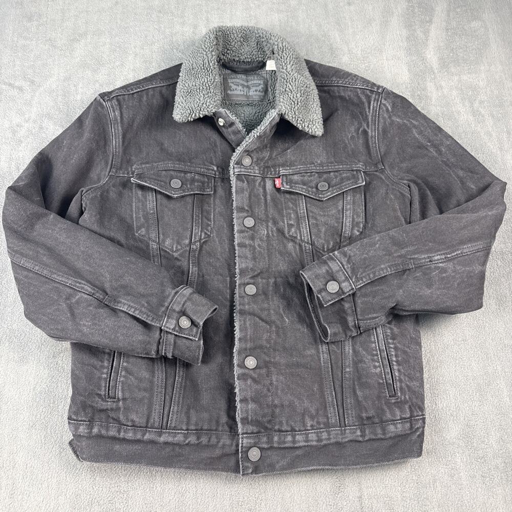Levi Strauss Jacket Mens Medium Sherpa Lined Trucker Work Coat Type 3 Grunge